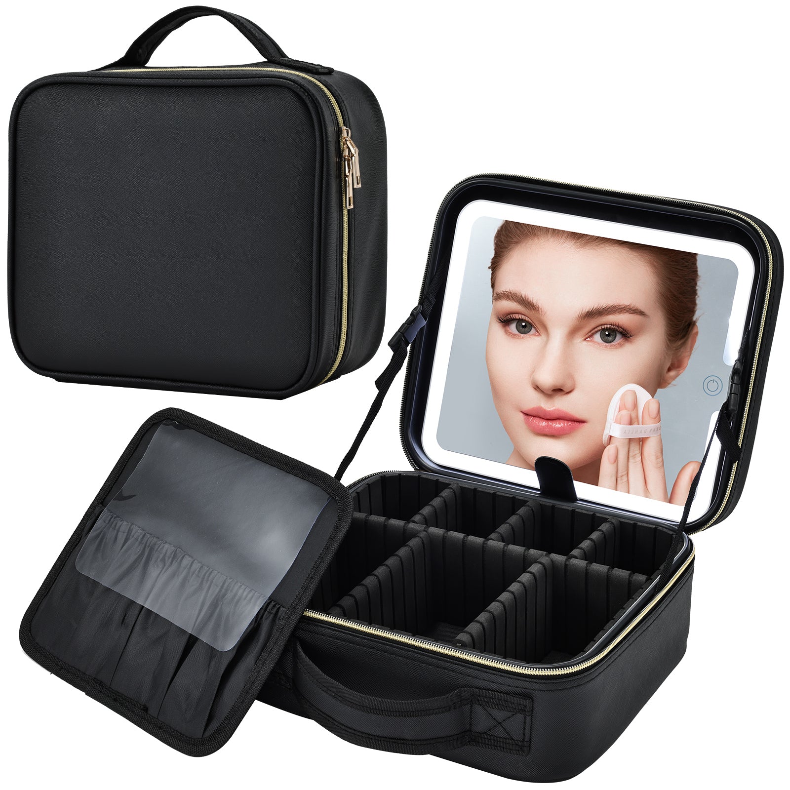 Joligrace Makeup Bag with 3 Light Modes LED Mirror M97A