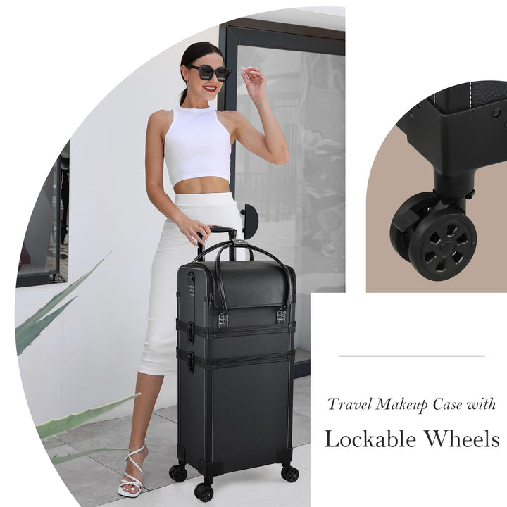 travel makep case with lockable wheels - Joligrace