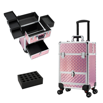 Fashionable Neon Pink Makeup Trolley - Rolling Style for Beauty Aficionados