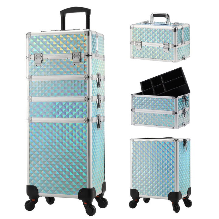 4 in 1 Blue makeup trolley case - Joligrace