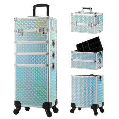 4 in 1 Blue makeup trolley case - Joligrace
