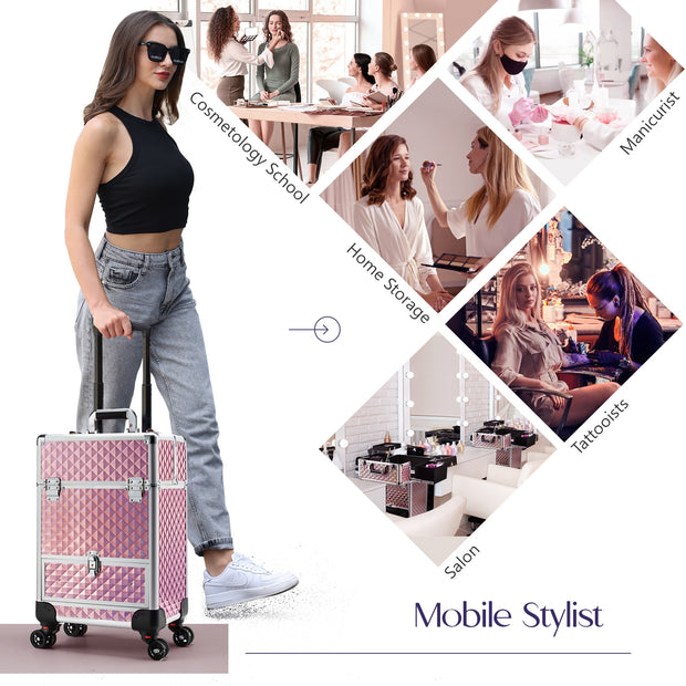 Professional Rolling Makeup Kit - Trolley Case for Beauty Professionals