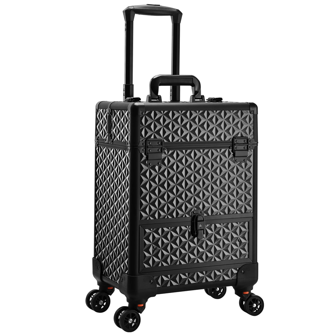 Glossy Black Makeup Trolley - Sleek Beauty Storage with Rolling Ease