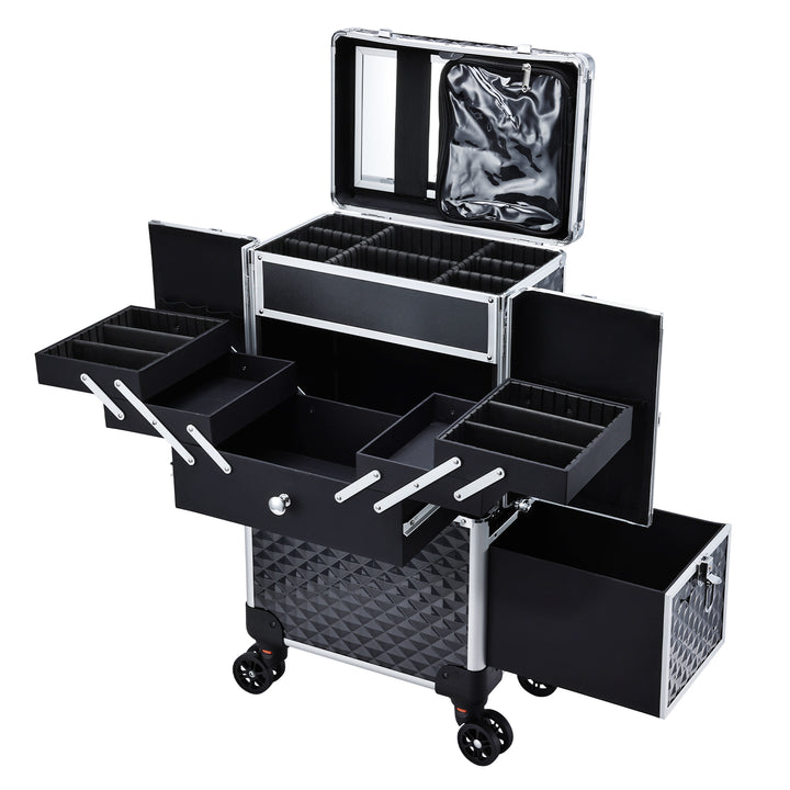 Durable Rolling Cosmetic Case - Trolley Organizer for Makeup Enthusiasts