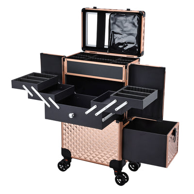 Trendy Rose Gold Makeup Trolley - Rolling Beauty Storage for Fashionistas