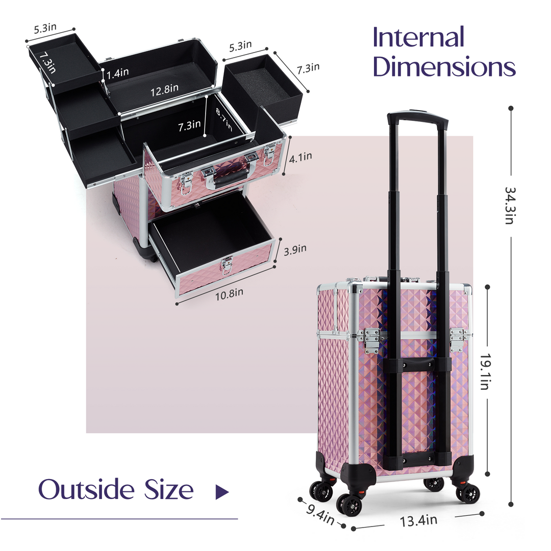 internal and external dimensions - perfect storage for cosmetics and makeup tools