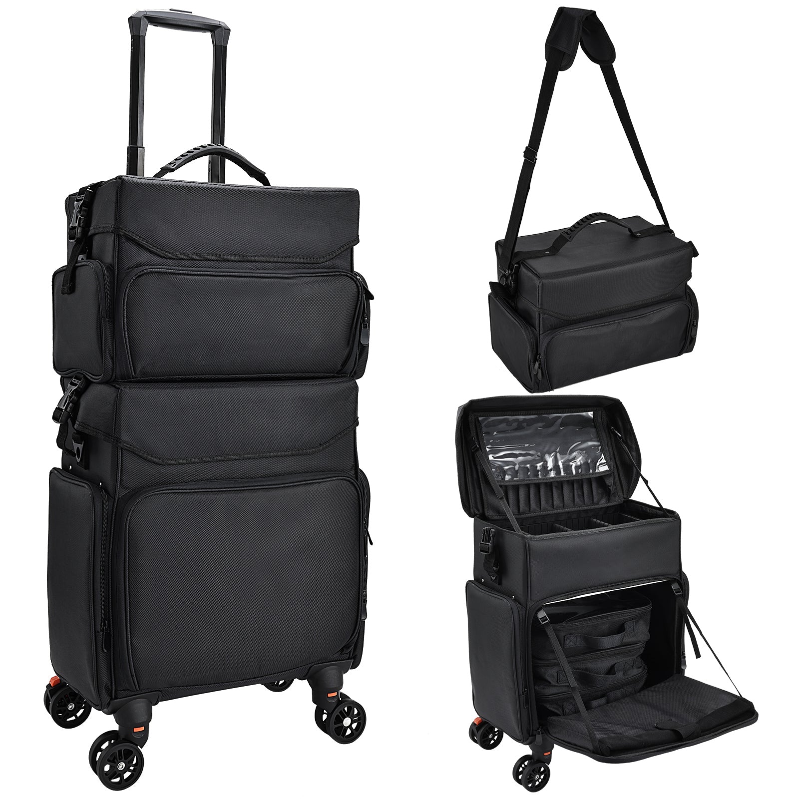 Bonnlo 4-in-1 Large Makeup Trolley Case, Professional Travel