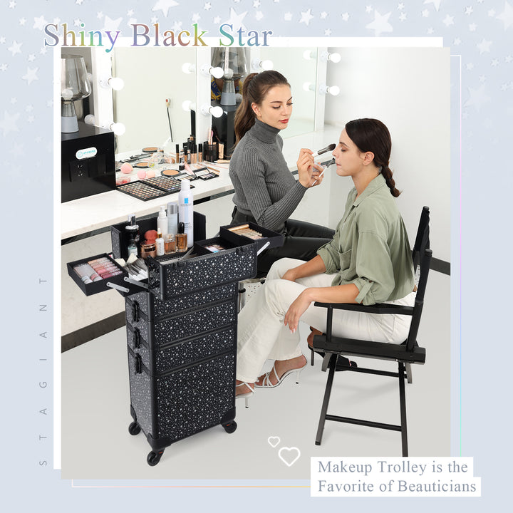 Shiny Black Star Makeup Trolley - Favorite of Beauticians