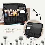 makeup bag with makeup tools holders