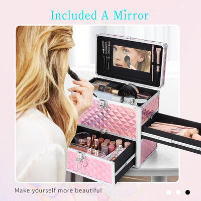 Portable Beauty Organizer with Mirror - Glam On the Go