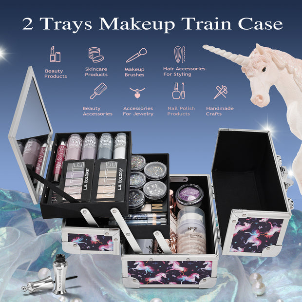 2 trays makeup train case - Joligrace