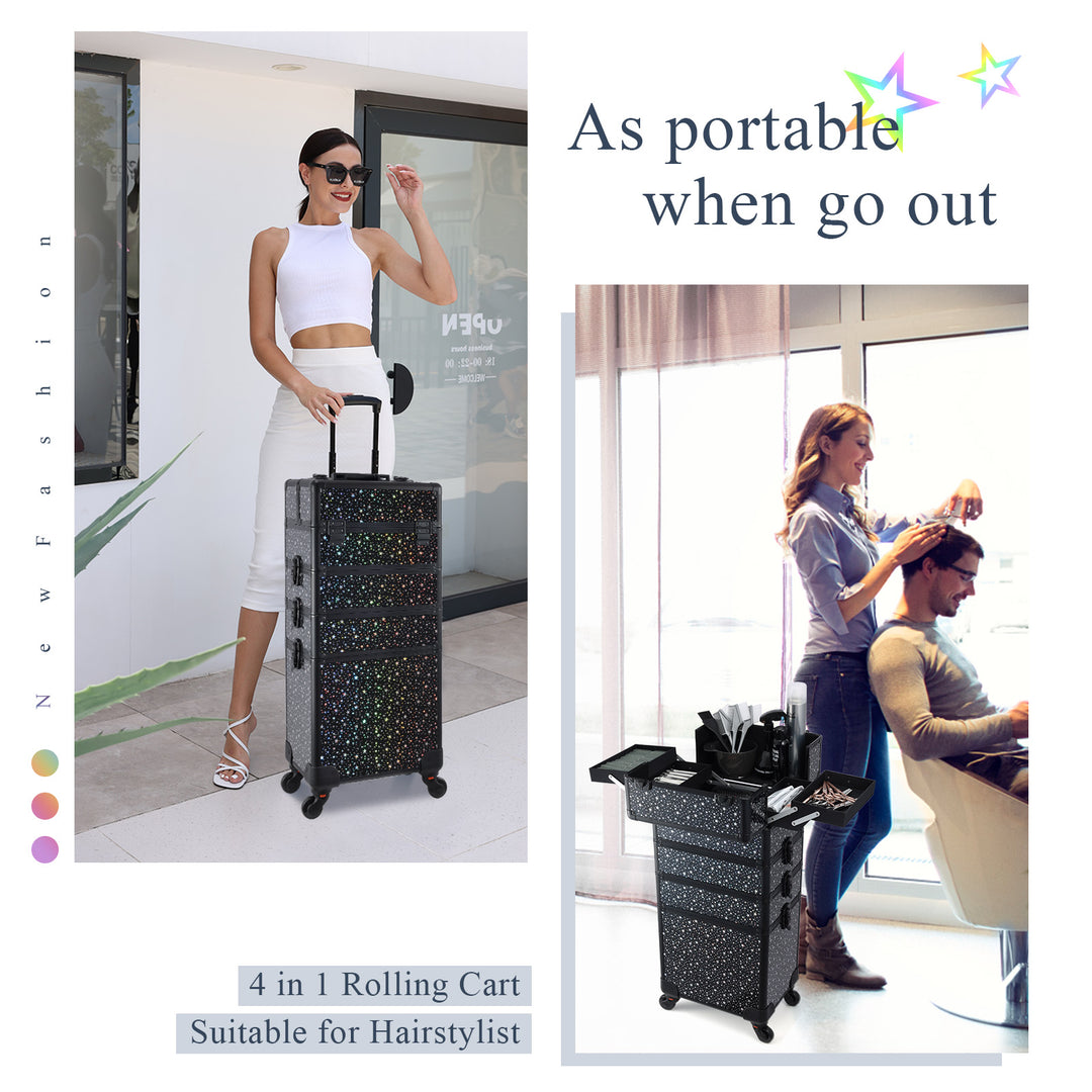 4 in 1 Rolling Cart Suitable for Hairstylist - As portable when go out