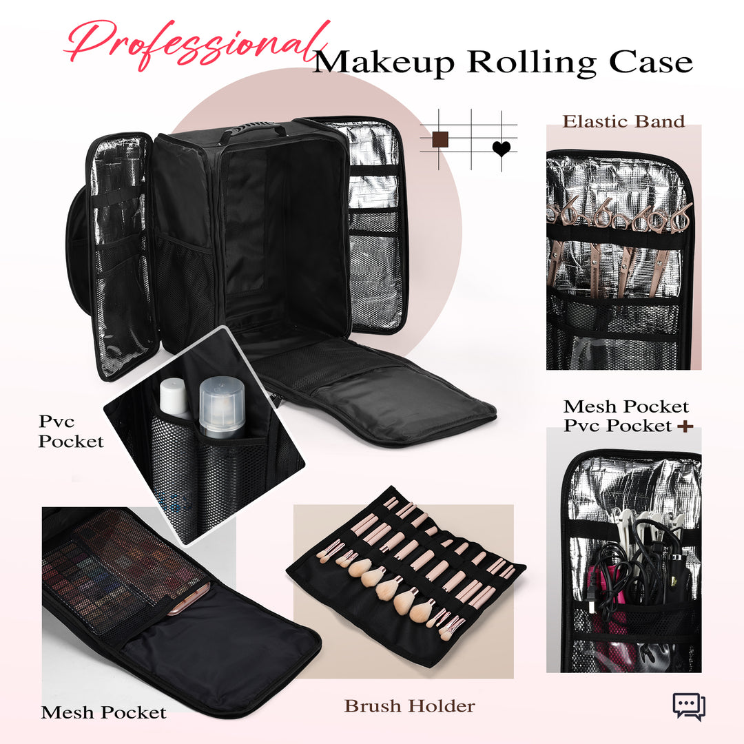 Compact Travel Makeup Tote with Wheels - Stylish and Practical Beauty Companion