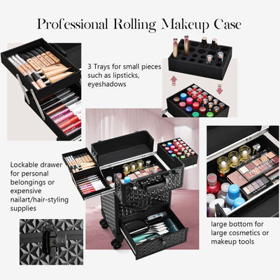 Close-Up of Luxury Rolling Makeup Trolley - Exquisite Craftsmanship in Detail