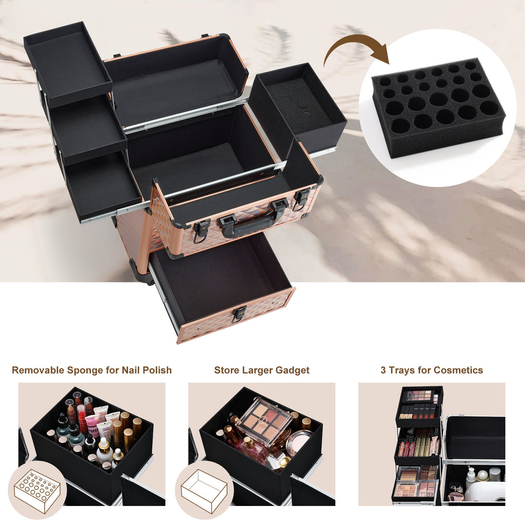 Versatile Rolling Beauty Case - Accommodates Varied Beauty Essentials