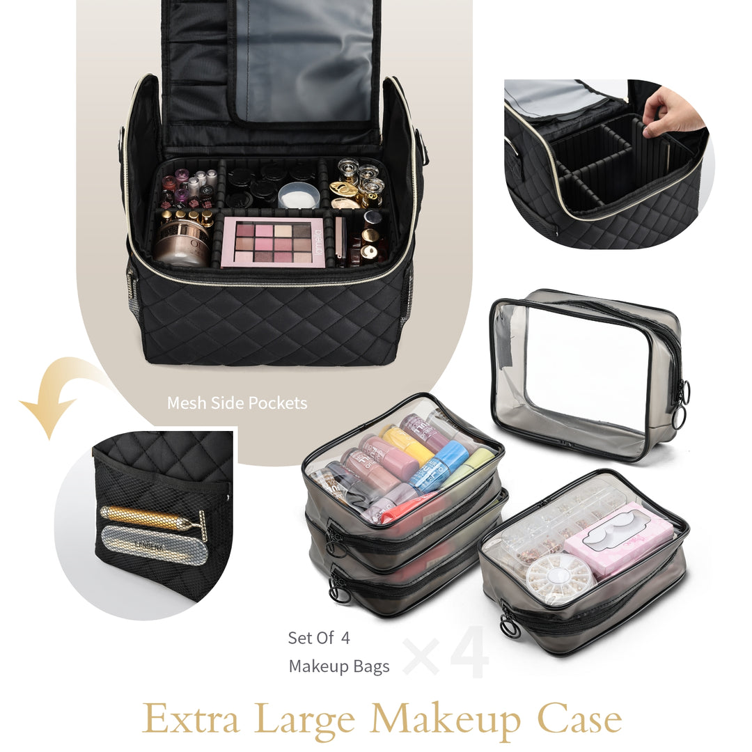 Makeup Carrying Case with 4 Clear Bags M06M