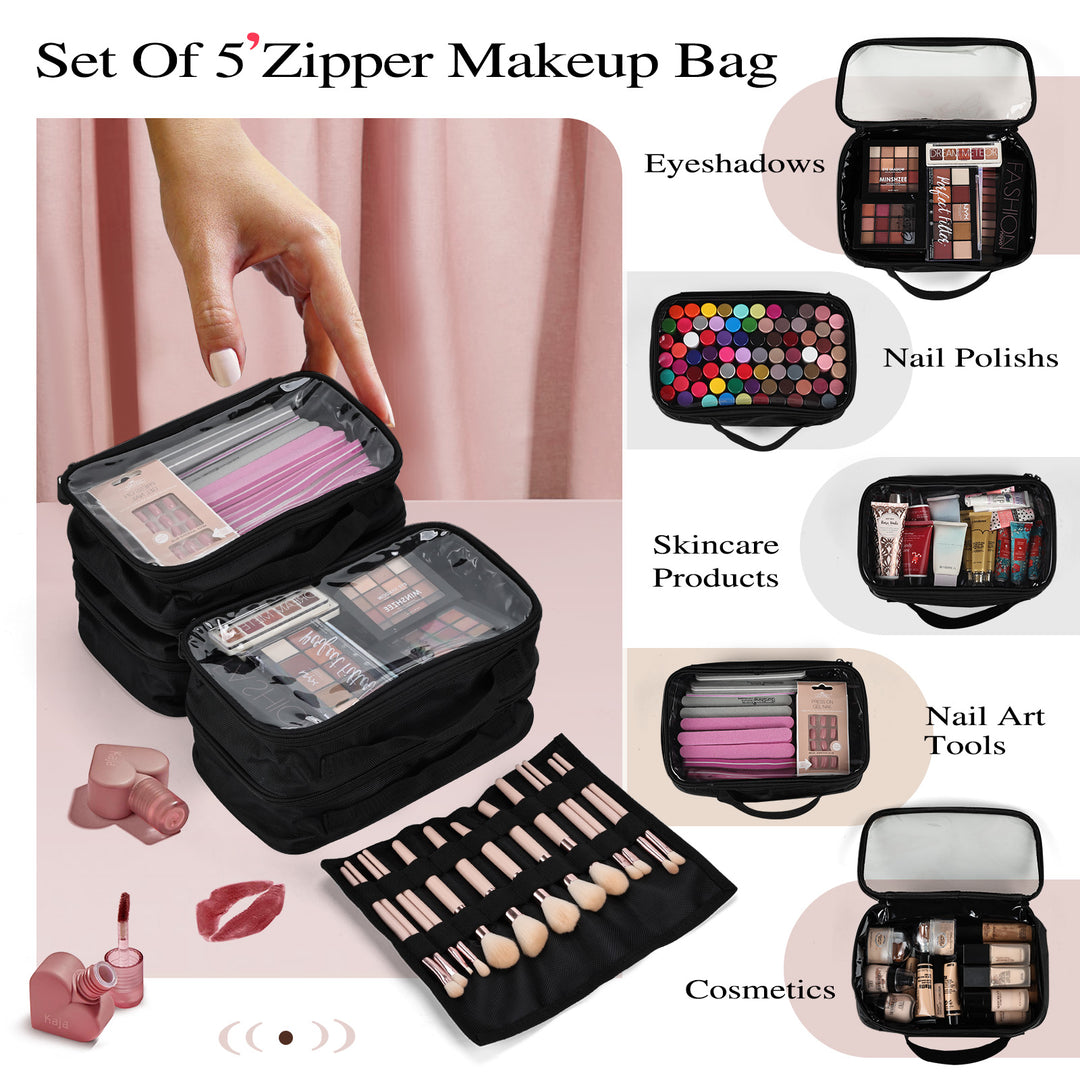Set of 5 Zipper Makeup Bag