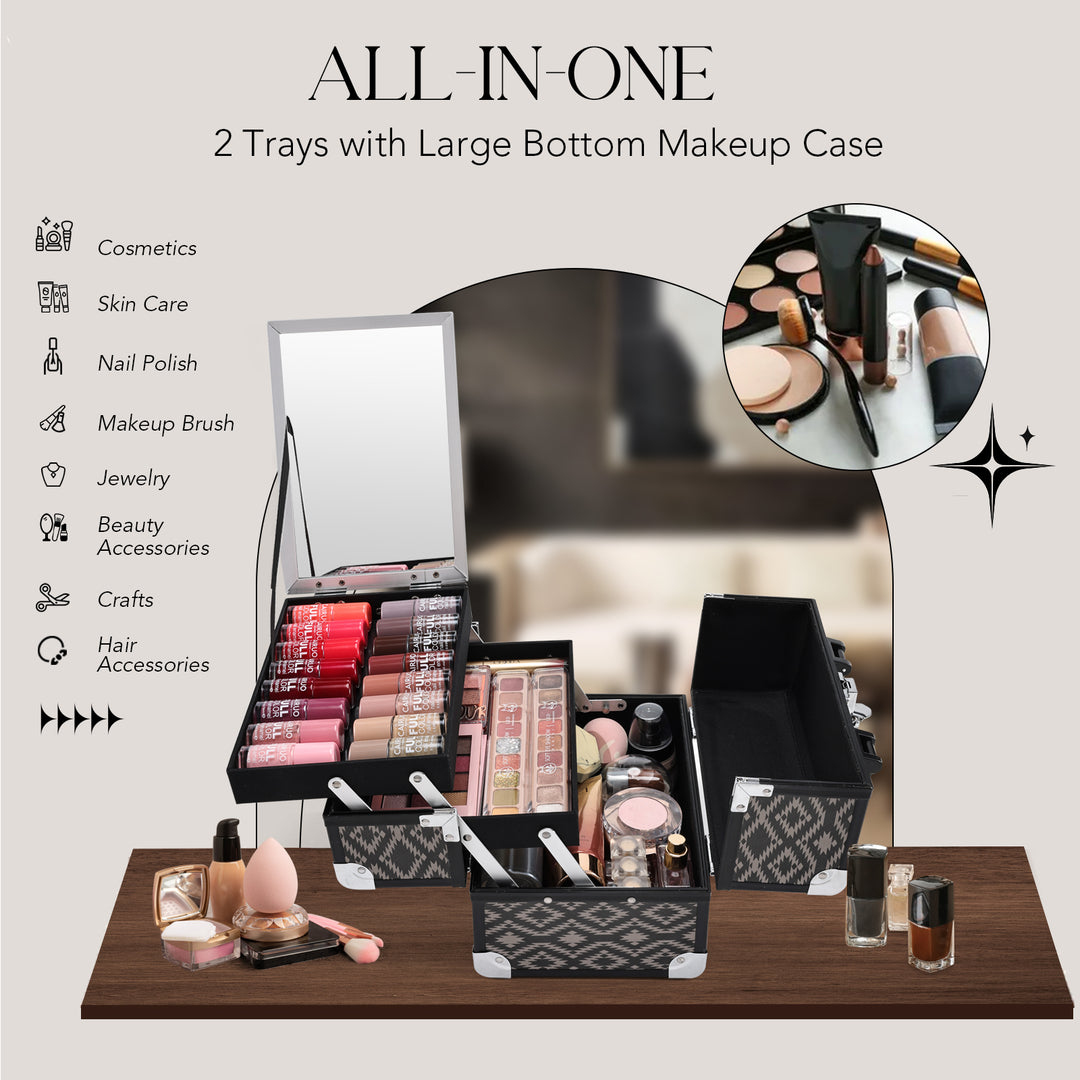 Portable Vanity on the Go - Hand-Carried Makeup Case with Mirror