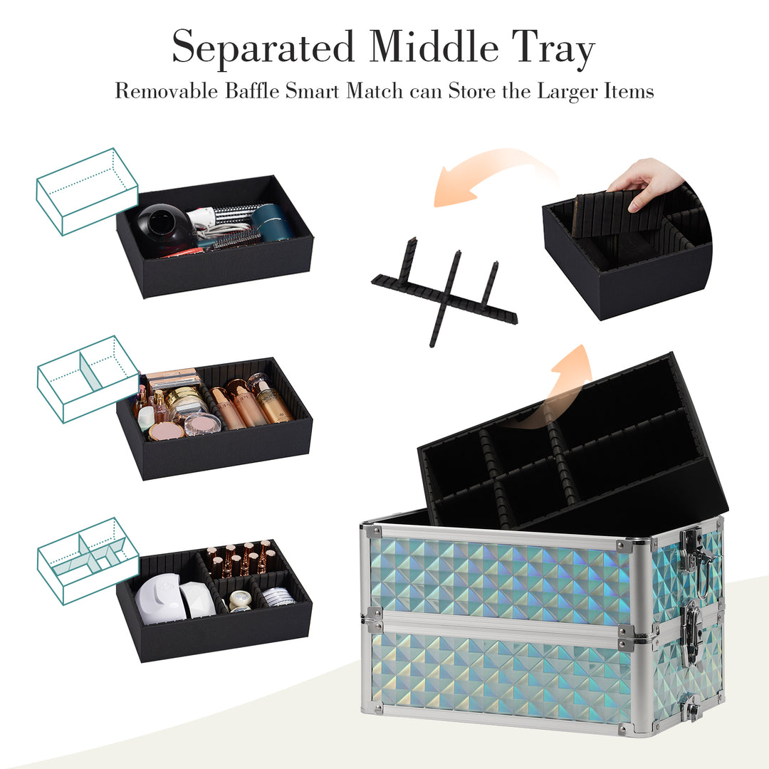 cosmetic storage with separated middle tray