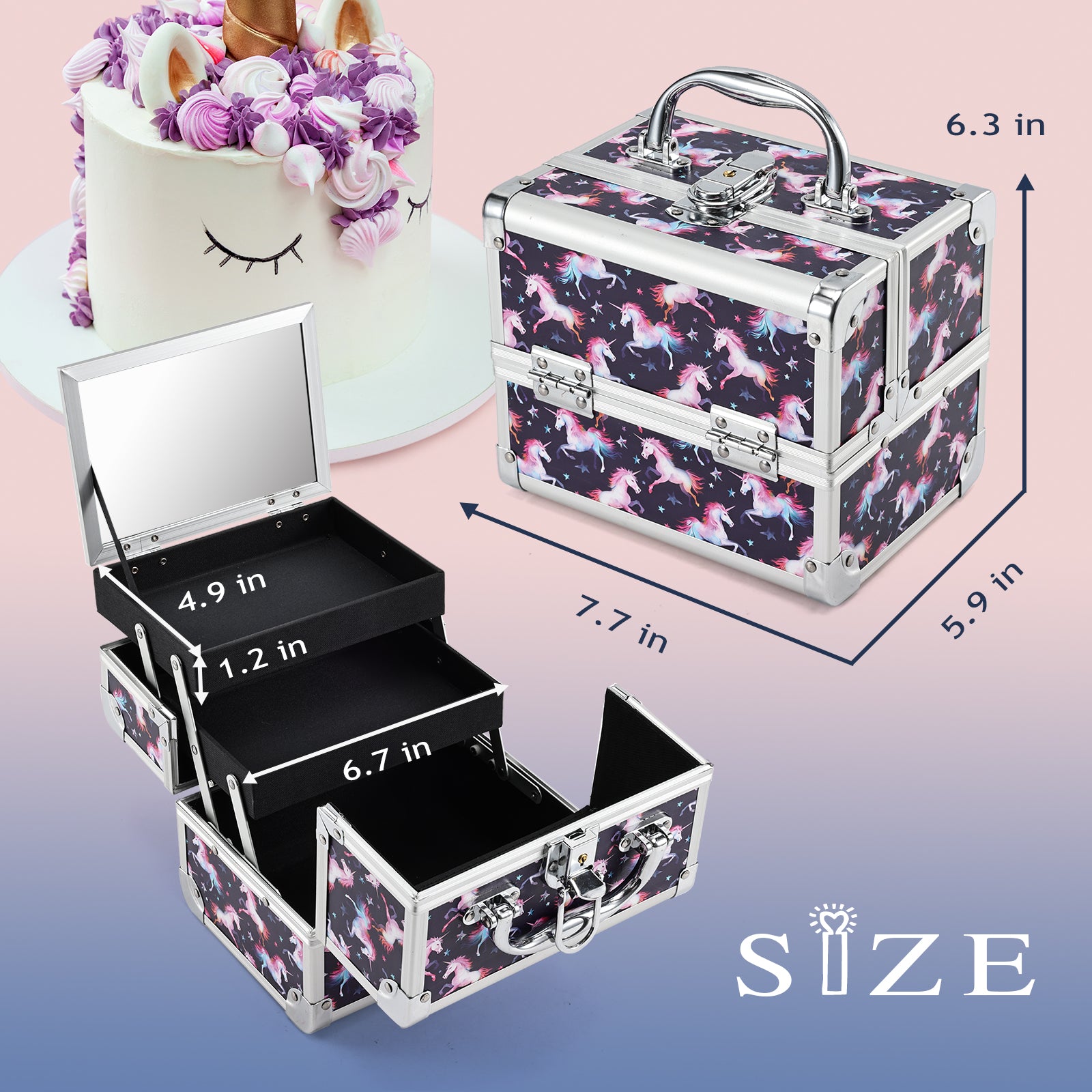 Colorful Unicorn Portable Makeup Train Case M83D – Joligrace