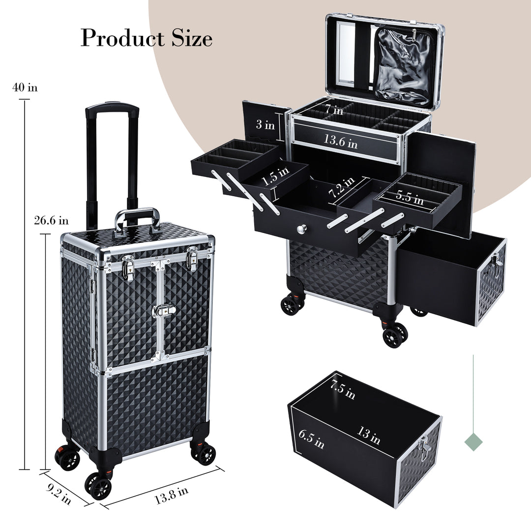 makeup trolley case size