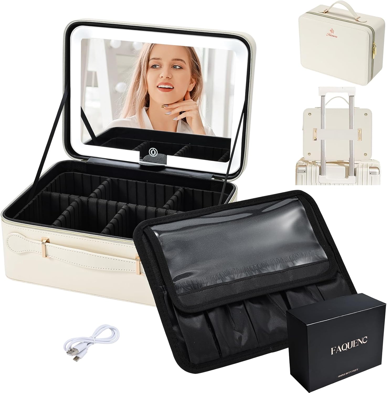 2点セット☆ほぼ未使用☆mirror9 ミラーナイン バックパック Leather Makeup Case with LED Lighted Mirror M97D – Joligrace