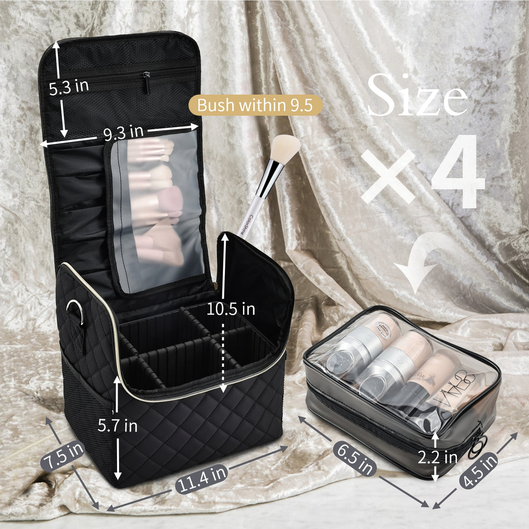 Makeup Carrying Case with 4 Clear Bags M06M