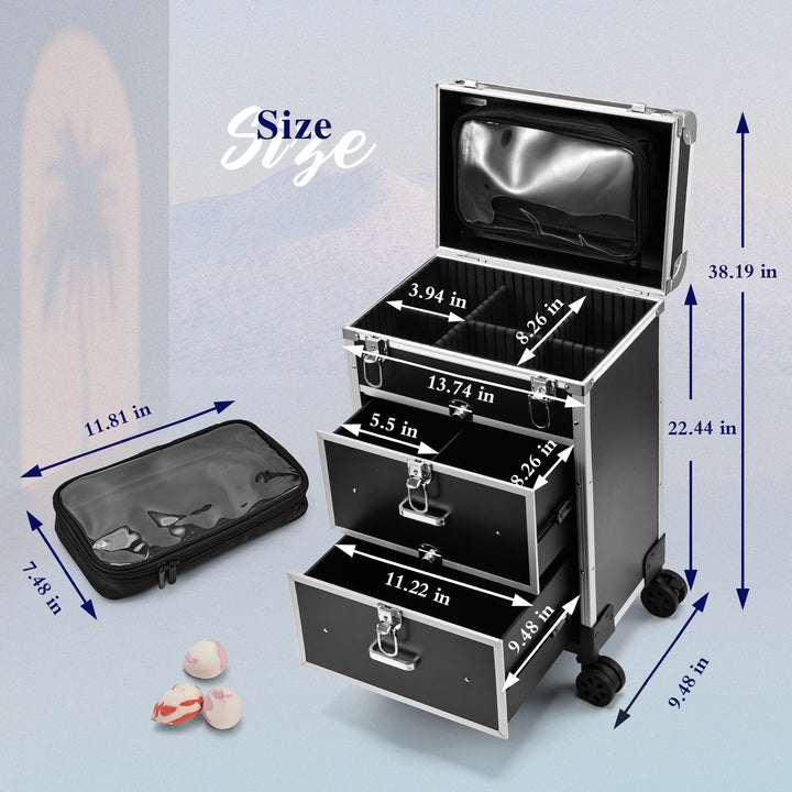 Compact Rolling Beauty Station - Size-Focused Organization for Professionals