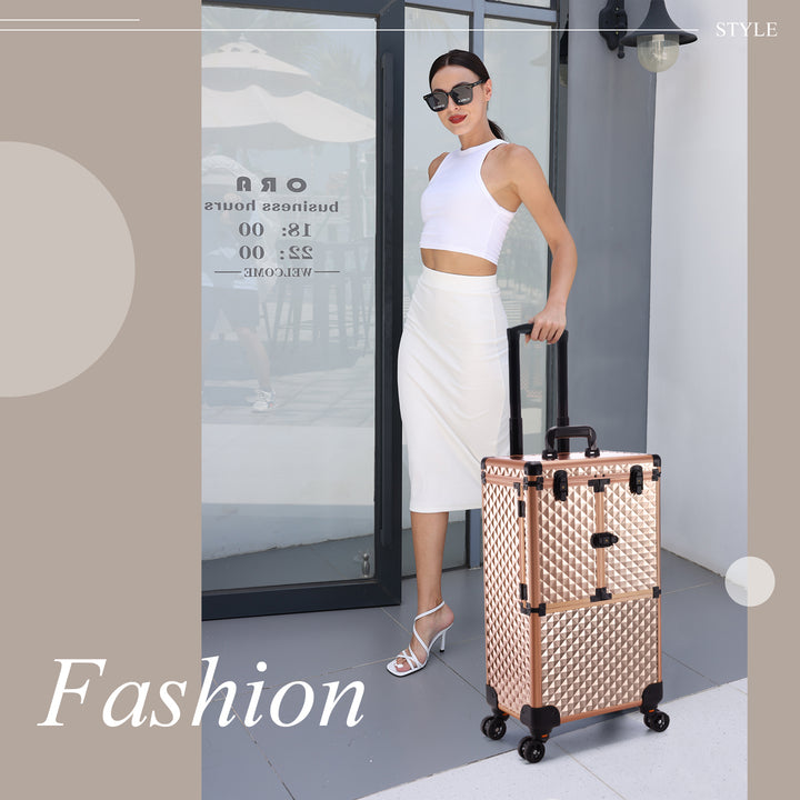 Posh Beauty Displaying Rose Gold Makeup Trolley - Luxe on Wheels