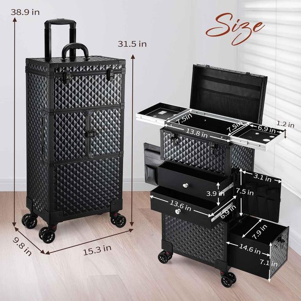 Sleek and Practical Makeup Case on Wheels - Ideal Size for Glam on the Move