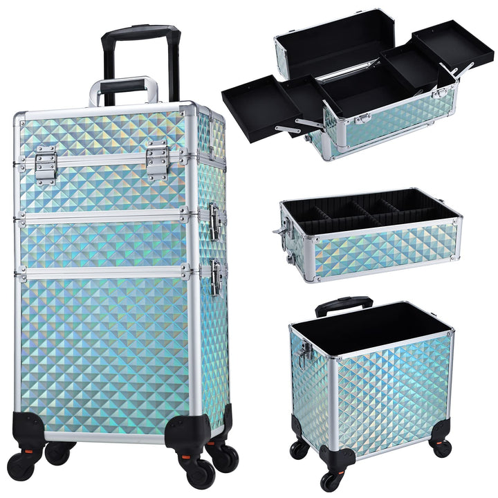 Multi-Functional Blue Makeup Trolley - Carry, Store, and Glam Up Anywhere