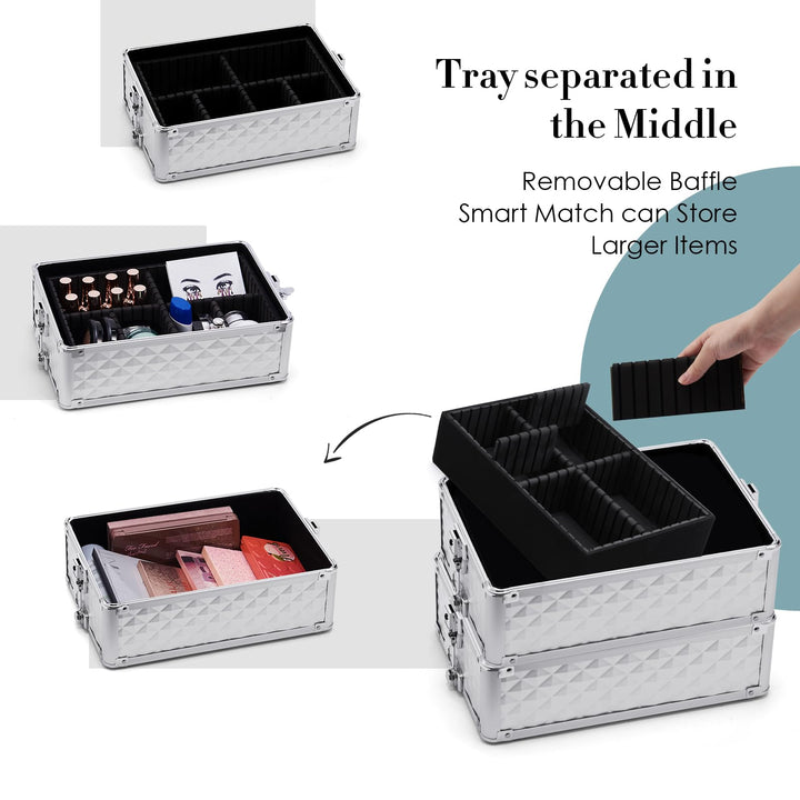 Comprehensive Rolling Makeup Case - Sizeable Capacity, Stylishly Organized