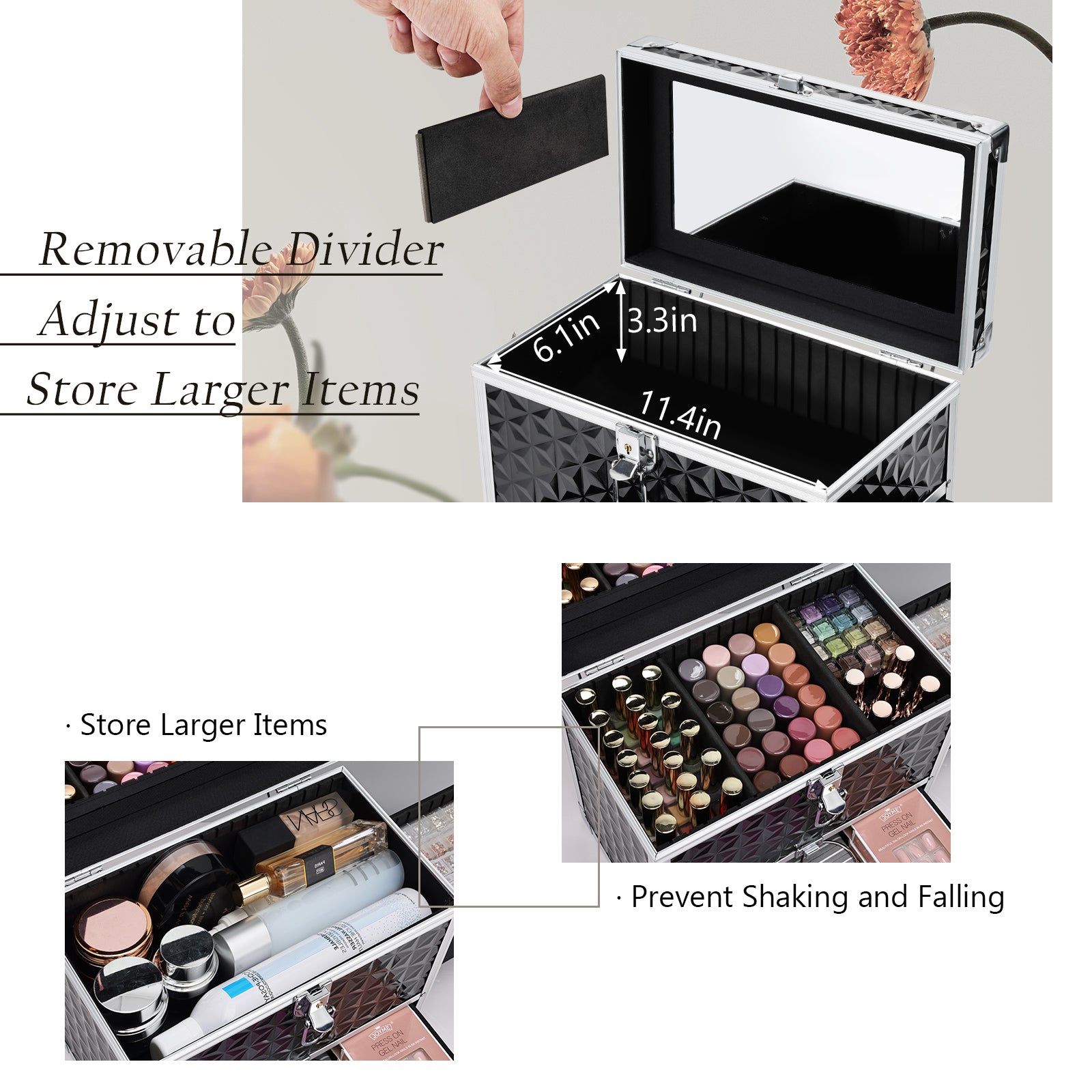 DynaSun Beauty Case BS35 Rosa, Valigetta Portagioie E Make Up In Alluminio, Con Scomparti Estraibili E Chiavi