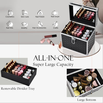 Portable Black Nail Case - Super Large Capacity