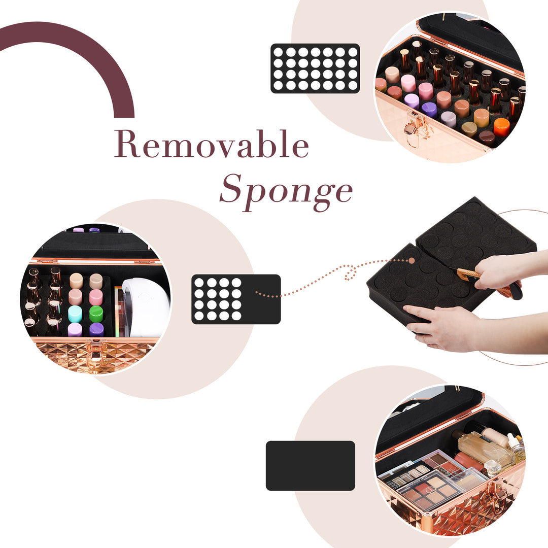Portable Makeup Case with Removable Sponge - Beauty Case for On-the-Go Glam