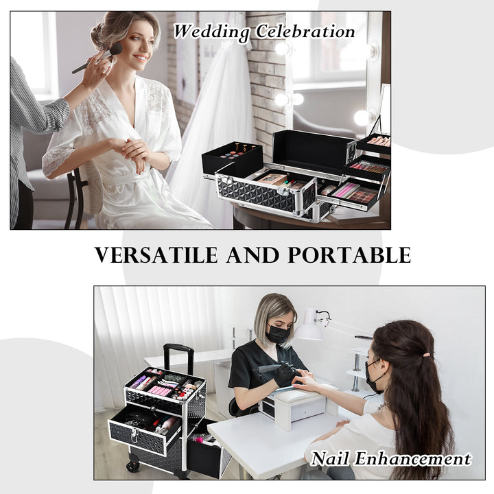 Joligrace Rolling Makeup Case for Nail Technicians, Makeup Artist and Hairstylist M84A