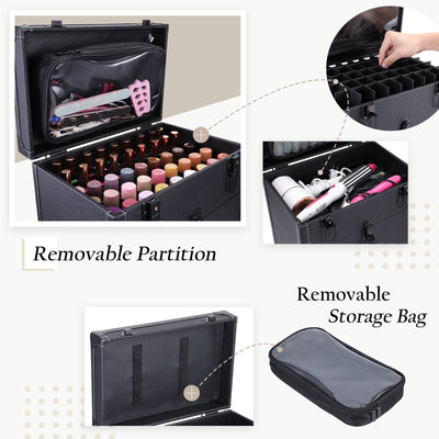 Comprehensive Rolling Vanity Case - Capacity to House All Beauty Must-Haves