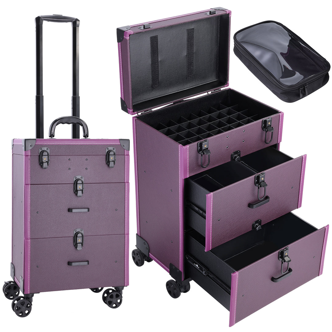 Rolling Cosmetic Trolley with Pouch - Portable Glamour and Reflection