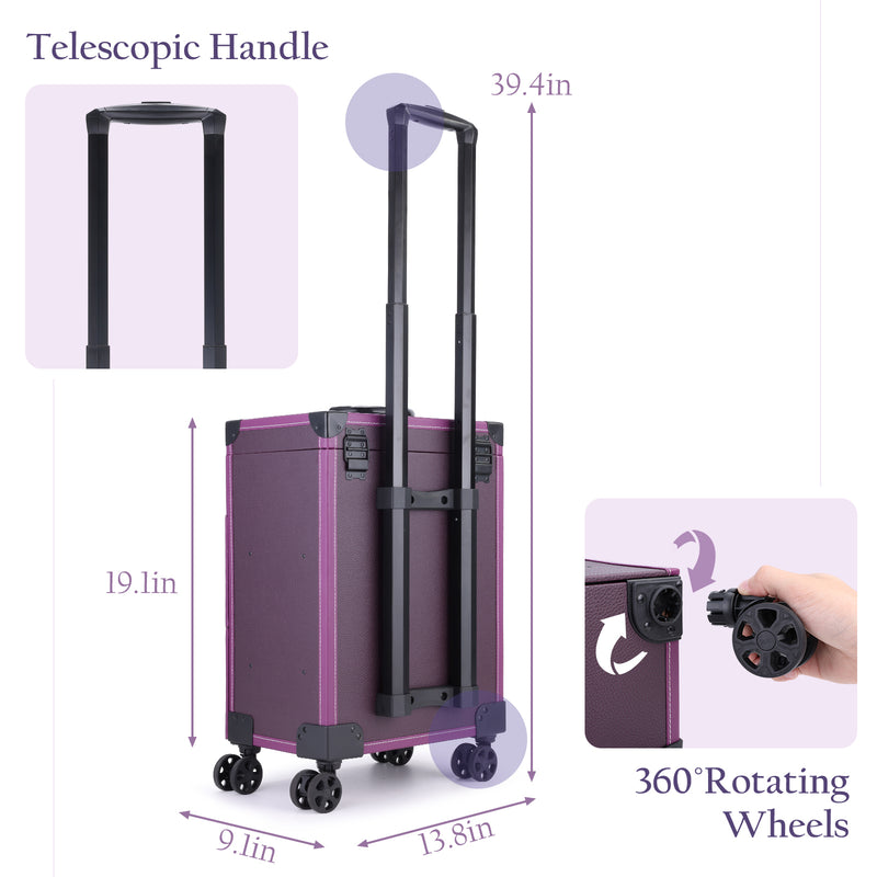 Cosmetic Rolling Trolley Makeup Train Case Professional 4 in 1, Cosmetology  Case on Wheels Black Pink Silver, Make Up Box Suitcase Travelling for  aesthetician, Hairstylist, Nail Technician, Tattoo - Walmart.com