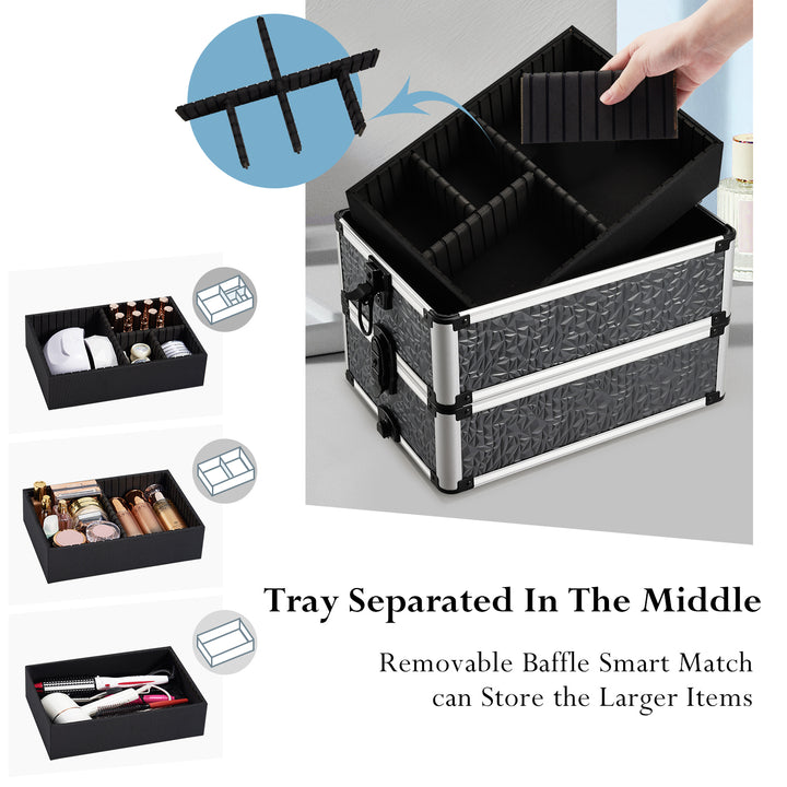 Adjustable Dividers Rolling Beauty Case - Tailor Your Makeup Storage