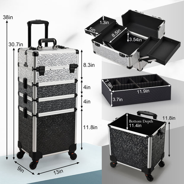Portable Rolling Beauty Case - Compact Size for On-the-Go Glam