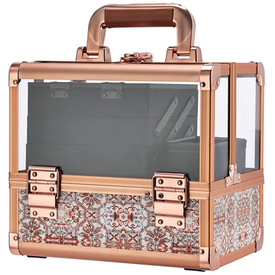 Champagne Gold Hand-Carried Cosmetic Box - Elegant Makeup Storage Solution