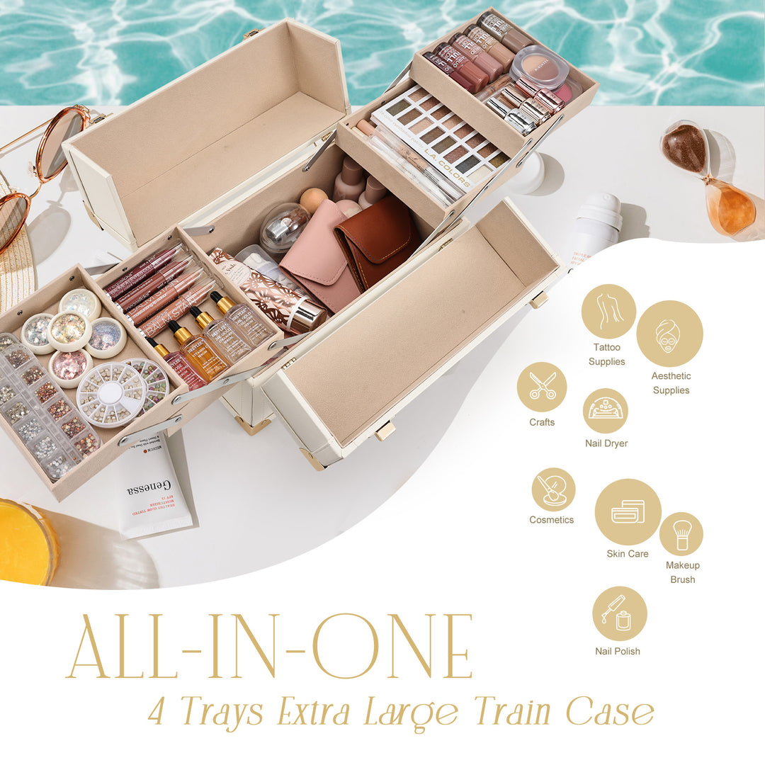 All-in-one 4 trays extra large train case