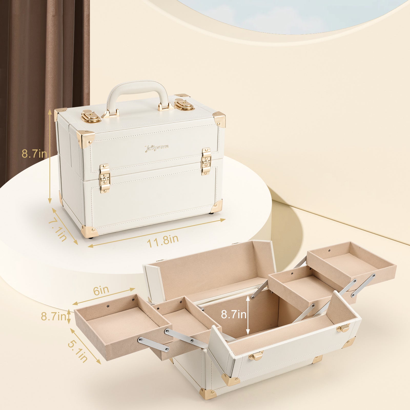 Elegant Leather Makeup Storage Box M90P – Joligrace