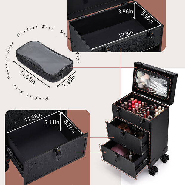 Professional Makeup trolley case for makeup artist Black M85X