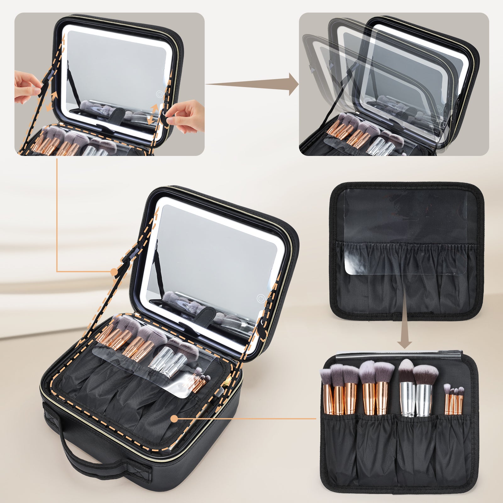 Joligrace Makeup Bag with 3 Light Modes LED Mirror M97A
