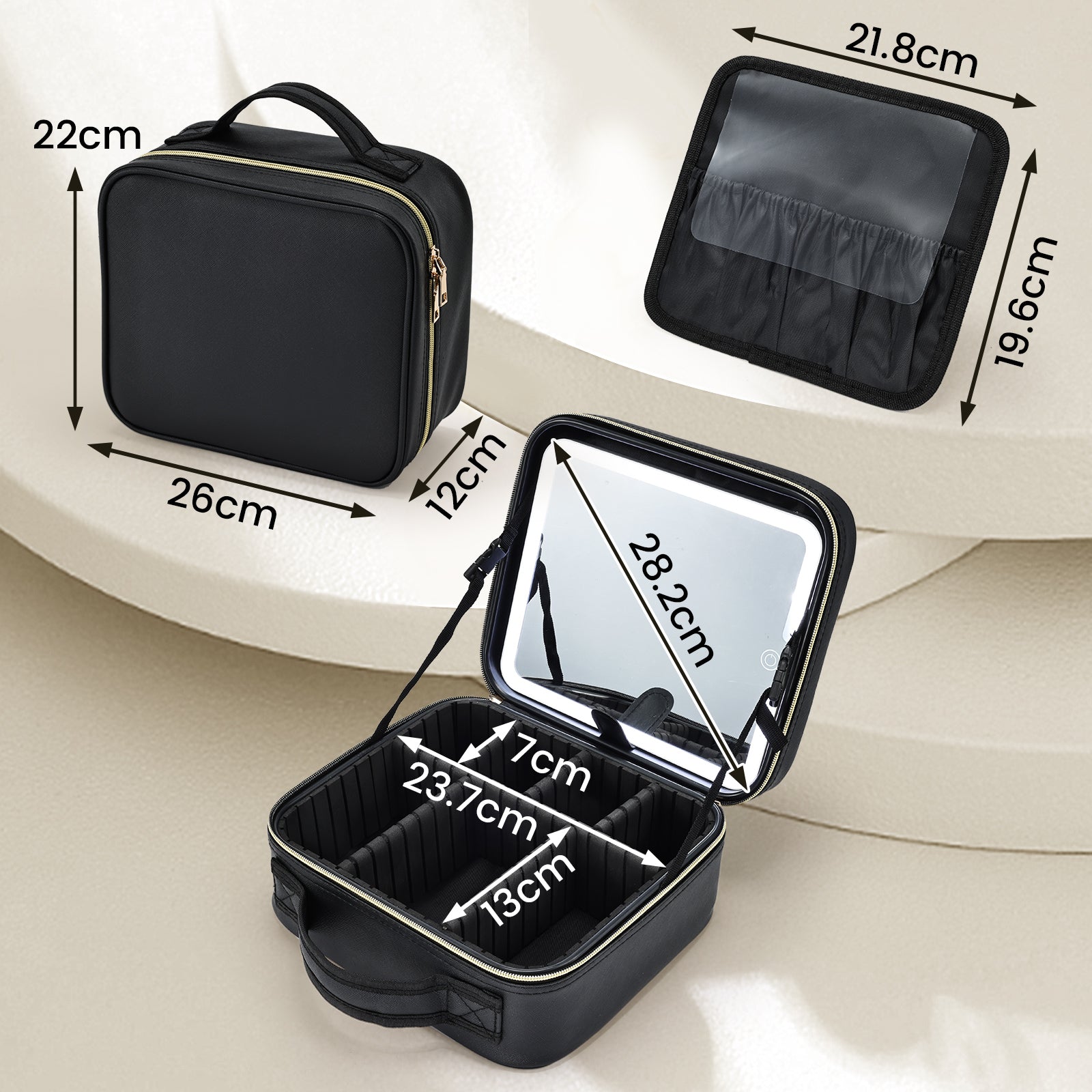 Joligrace Makeup Bag with 3 Light Modes LED Mirror M97A