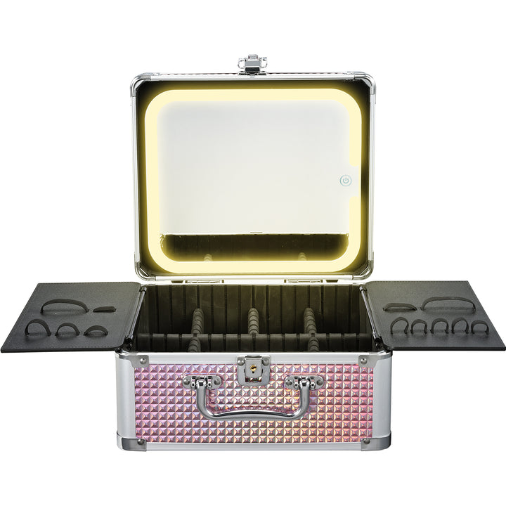 Makeup Case with Magnetic Lighted Mirror Cosmetic Train Box Detachable LED Mirror M99C