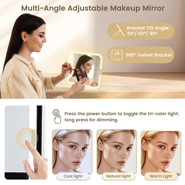 Makeup Case with Magnetic Lighted Mirror Cosmetic Train Box Detachable LED Mirror M99C