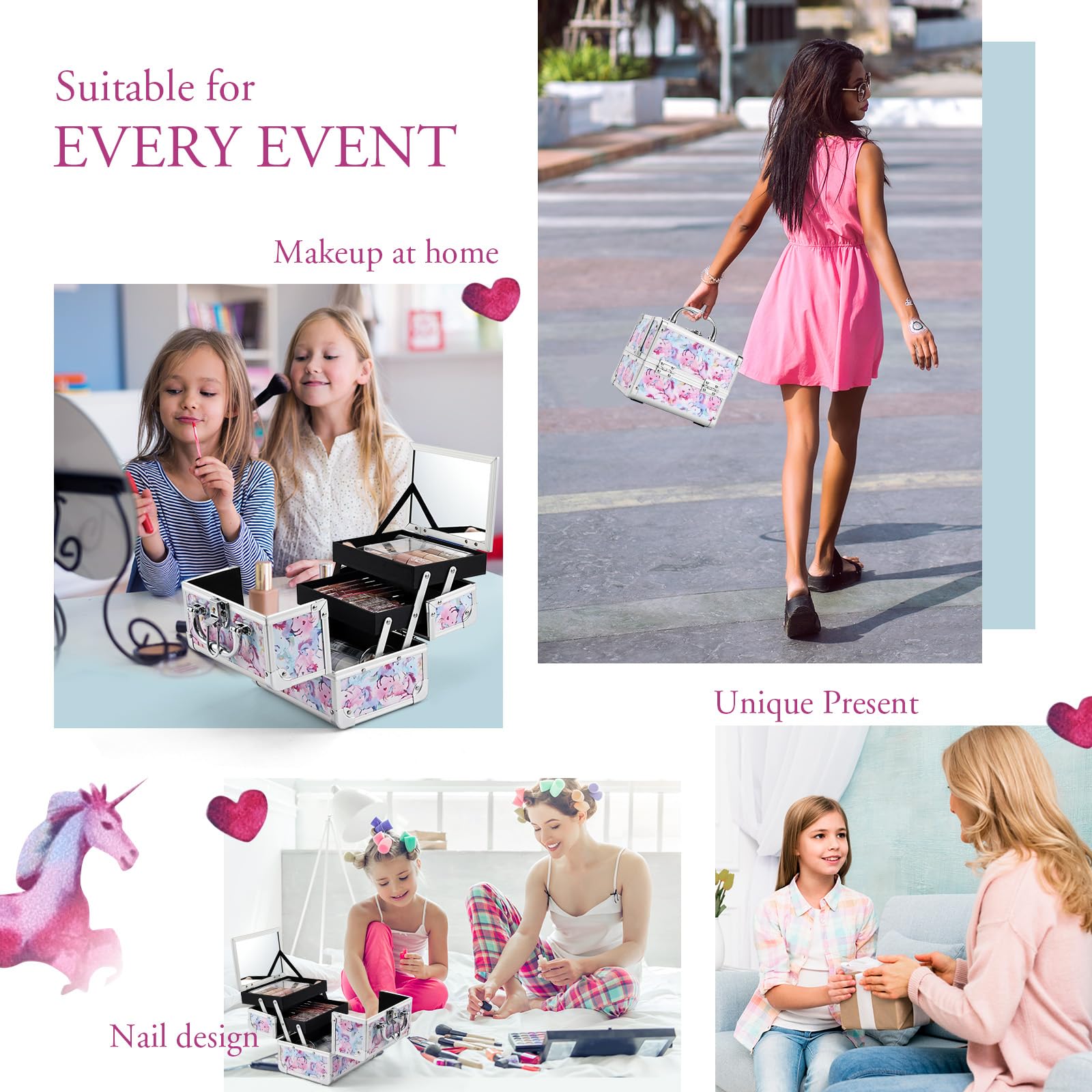 Joligrace Girls Cosmetic Train Case M83E